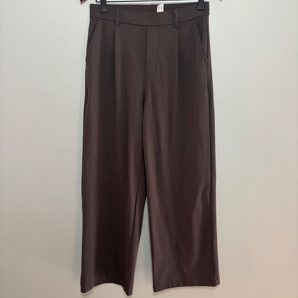 Halara High-Waisted Pleated Wide-Leg Trousers Work Women M Office Gray  Boss